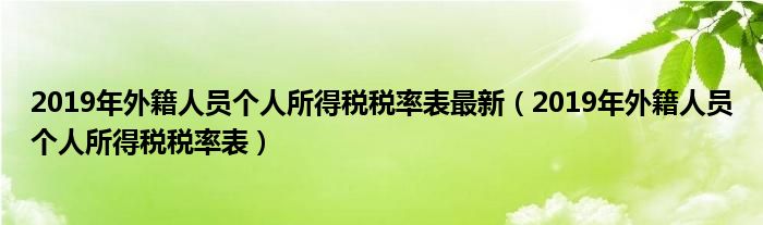 2019年外籍人员个人所得税税率表最新（2019年外籍人员个人所得税税率表）