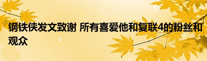 钢铁侠发文致谢 所有喜爱他和复联4的粉丝和观众