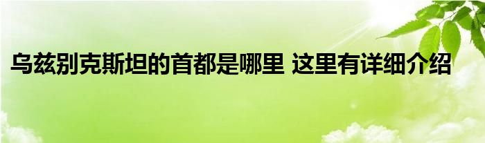 乌兹别克斯坦的首都是哪里 这里有详细介绍