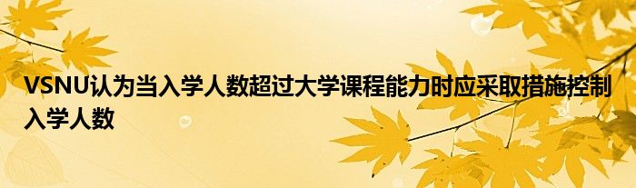 VSNU认为当入学人数超过大学课程能力时应采取措施控制入学人数